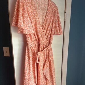 Peach wrap dress